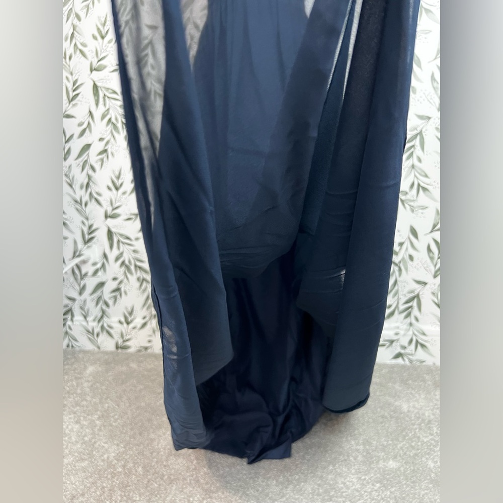 Elegant Navy Blue Evening Gown Bridesmaid Wedding Gala Sz S 6 Maxi NWT #C Plated - Picture 11 of 15